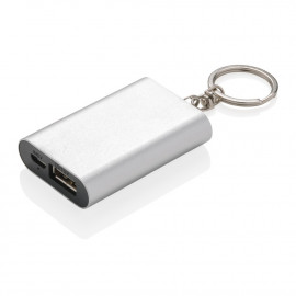 Power bank reklamowy 1000 mAh, brelok do kluczy - srebrny