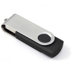 Pendrive twister z czarnym plastikiem oraz srebrną blaszką