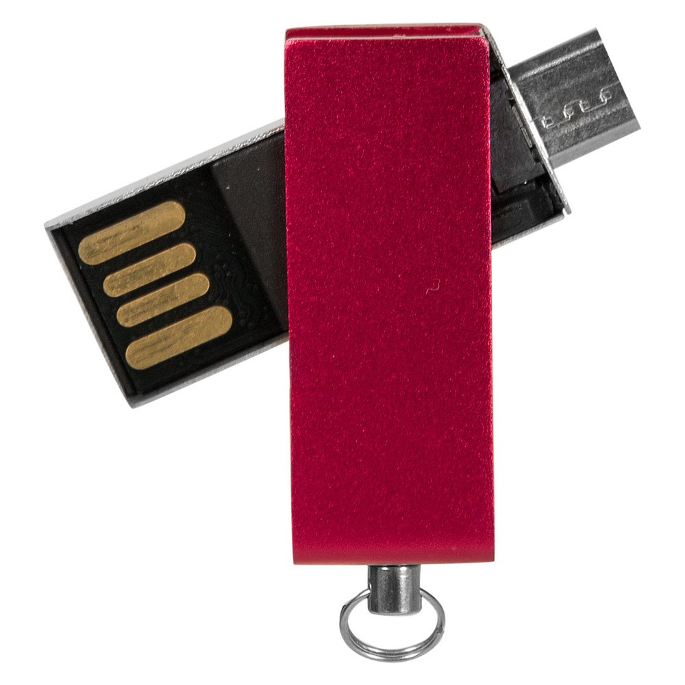 Reklamowy pendrive USB z fukcją OTG w kształcie slim, czerwony
